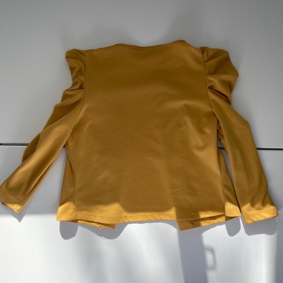 Classy Mustard Ruffled Shoulder Blazer - Picture 6 of 6